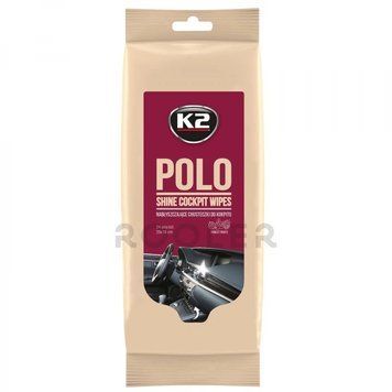Серветки вологі K2 Polo Shine Wipes для очищення панелі приладів та пластикових деталей глянцеві 24 шт (K420) Rated 5 stars out of 5 k420 фото